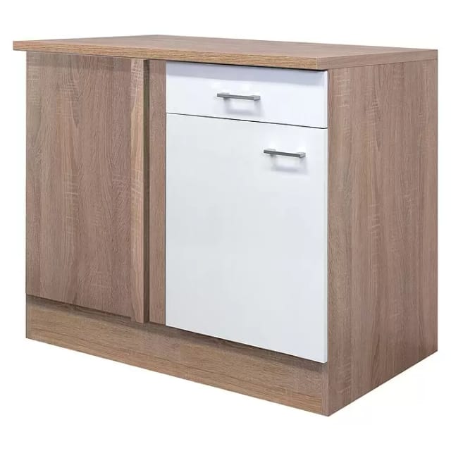 Flex-Well Classic Küchen-Eck-Unterschrank Florida 110 x 60 cm Weiß-Sonoma Eiche