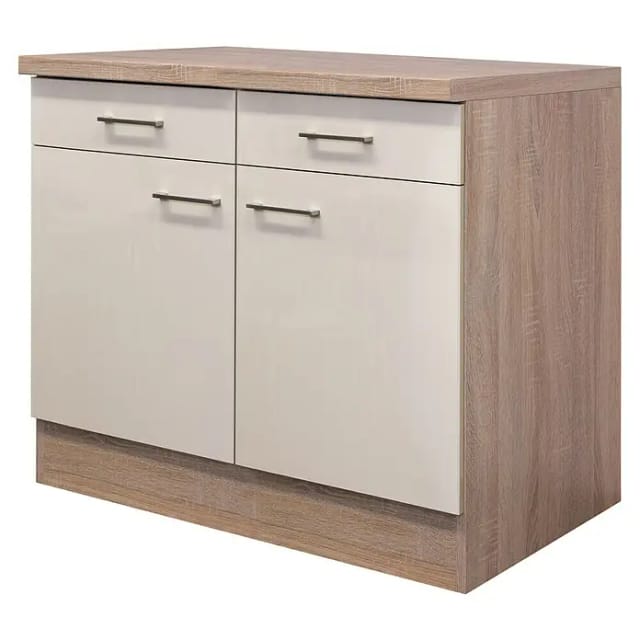 Flex-Well Exclusiv Küchen-Unterschrank Orlando 100cm Kaschmir Glanz-Sonoma Eiche