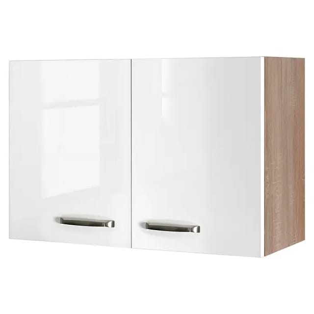 Flex-Well Exclusiv Küchen-Oberschrank Valero 80x55cm Hochglanz Weiß-Sonoma Eiche