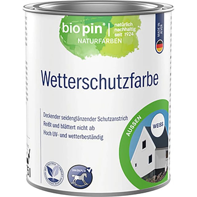 Biopin Wetterschutzfarbe Weiß seidenglänzend 750 ml