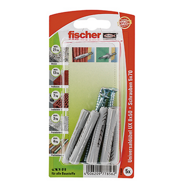 Fischer Universaldübel UX 8 x 50 SK mit Schraube (5 ST)