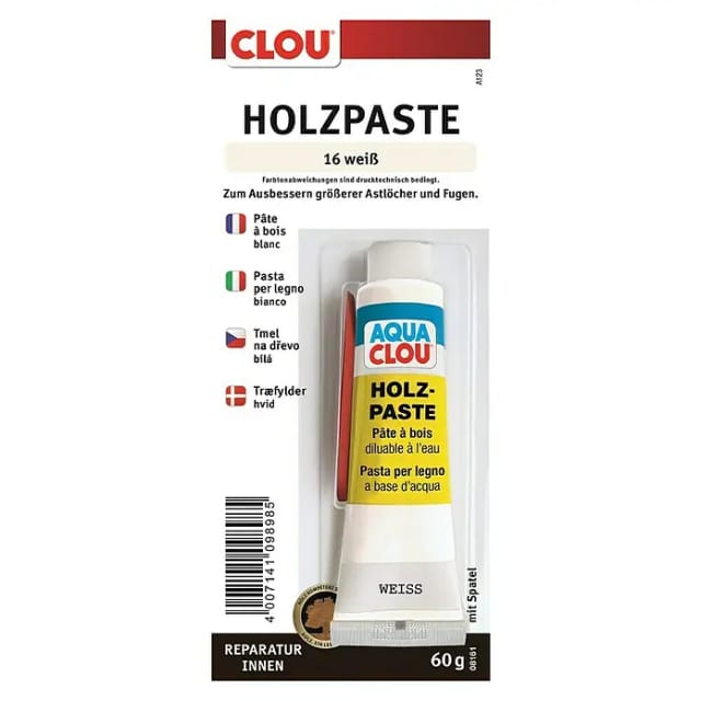 Clou Holzpaste wasserverdünnbar Weiß 60 g