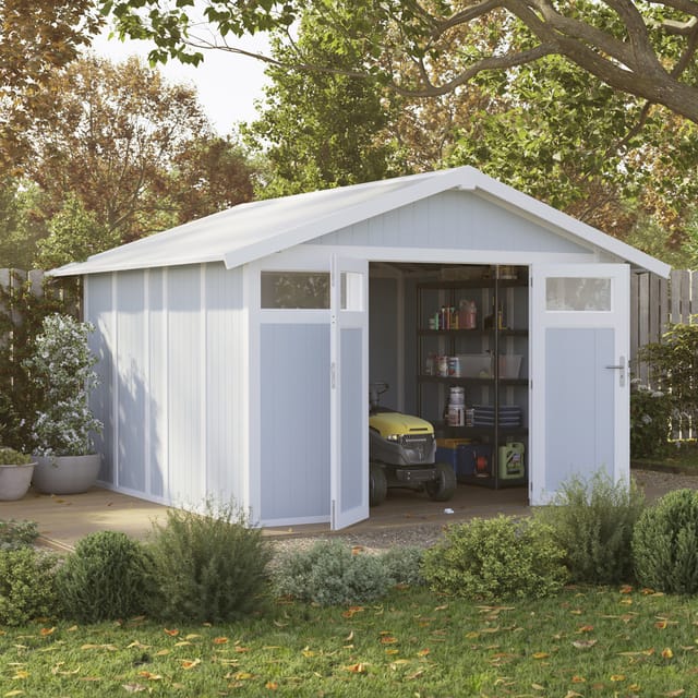 Grosfillex Kunststoff-Gerätehaus Utility 11 Graublau 11 m²