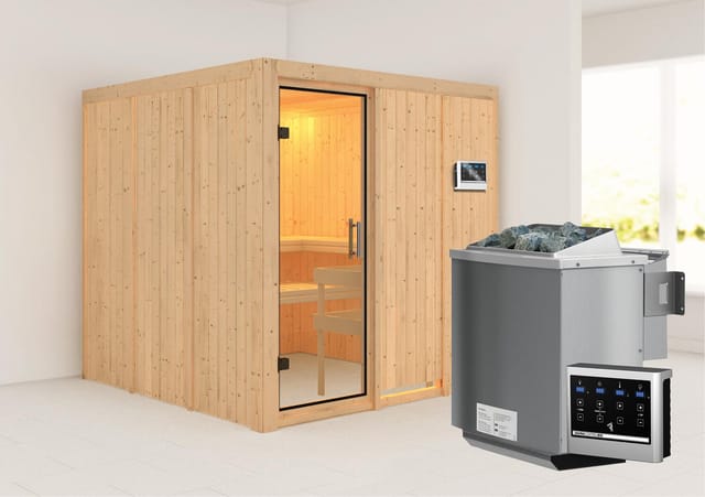 Karibu Sauna Rikka mit Bio-Ofen externe Stg.Easy Natur