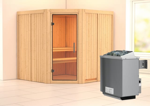 Karibu Sauna Jorma mit Ofen integrierte Stg.Natur