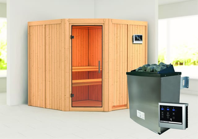 Karibu Sauna Jorma mit Ofen externe Stg.Easy Natur