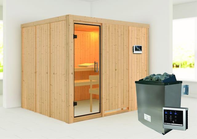 Karibu Sauna Gunda mit Ofen externe Stg.Easy Natur