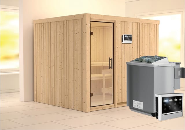 Karibu Sauna Gunda mit Bio-Ofen externe Stg.Easy Natur