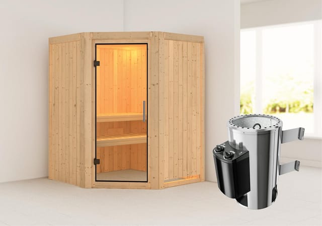 Karibu Sauna mit Ofen integrierte Stg.Natur