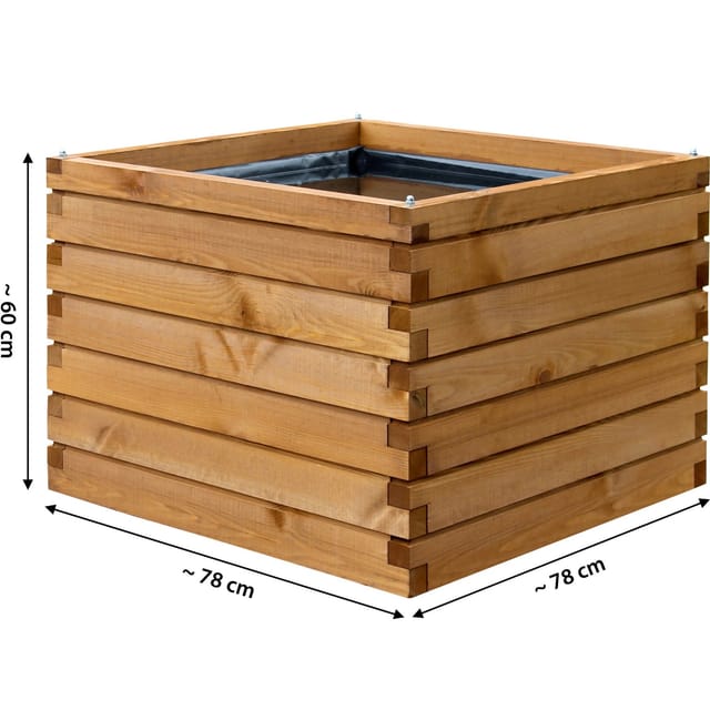 Dobar Gartenteich Alea inkl. Teichfolie Kiefer Braun 78 cm x 78 cm x 60 cm FSC®