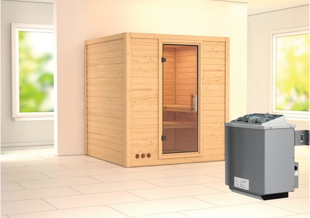 Karibu Sauna Marika mit Ofen integrierte Stg.Natur