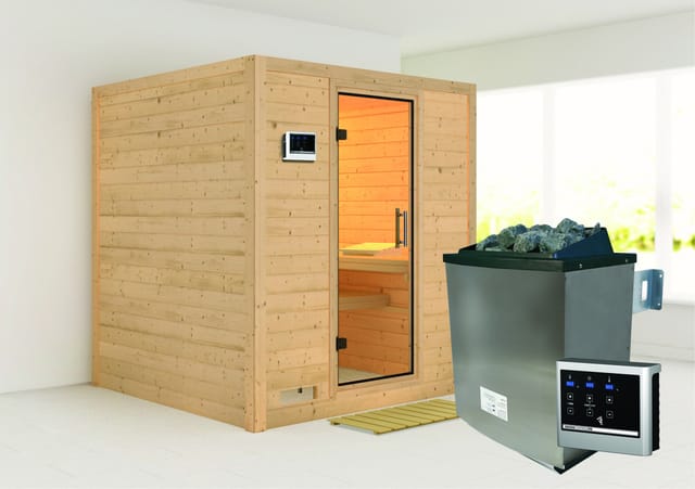 Karibu Sauna Marika mit Ofen externe Stg.Easy Natur
