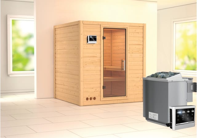 Karibu Sauna Marika mit Bio-Ofen externe Stg.Easy Natur
