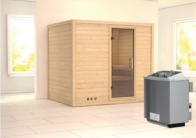 Karibu Sauna Sarina mit Ofen integrierte Stg.Natur