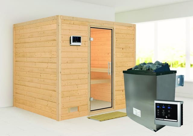 Karibu Sauna Sarina mit Ofen externe Stg.Easy Natur