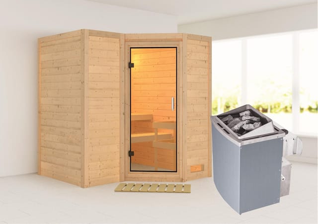 Woodfeeling Sauna Steena 1, Ofen, integrierte Steuerung, Glastür