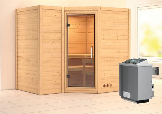 Karibu Sauna Steena 2 mit Ofen integrierte Stg.Natur