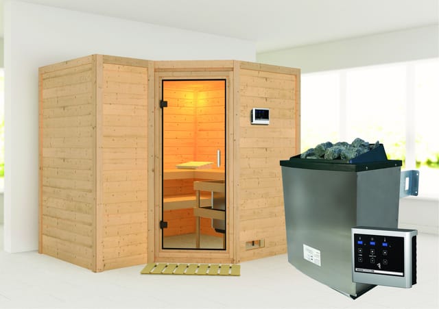 Karibu Sauna Steena 2 mit Ofen externe Stg.Easy Natur