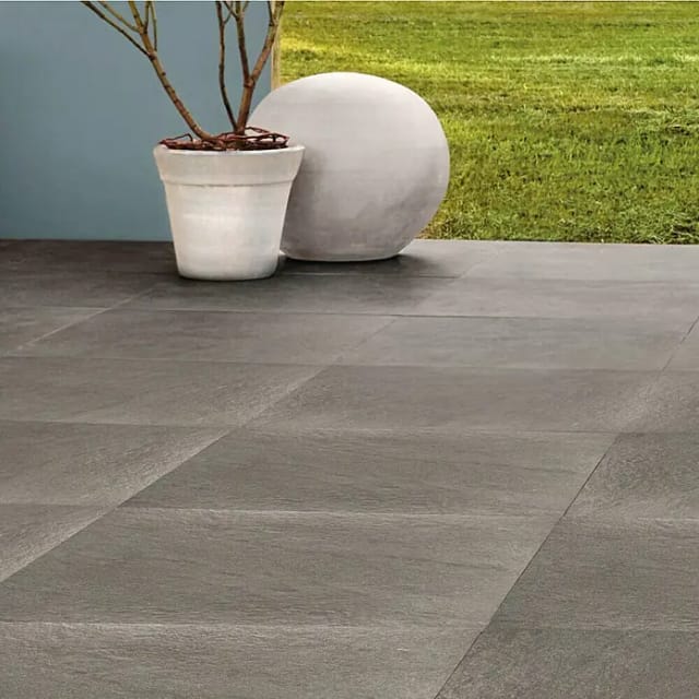 Terrassenplatte Feinsteinzeug Manhattan Grau 60 x 90 x 2 cm