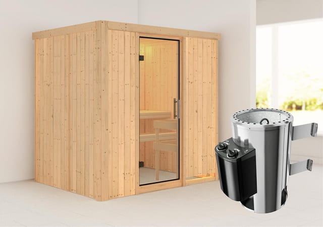 Karibu Sauna Finja mit Ofen integrierte Stg.Natur