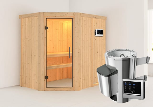 Karibu Sauna Silva mit Ofen externe Stg.Easy Natur