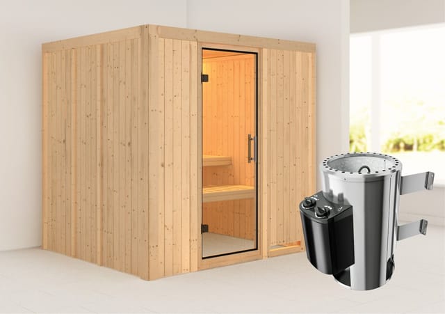 Karibu Sauna Dilja mit Ofen integrierte Stg.Natur