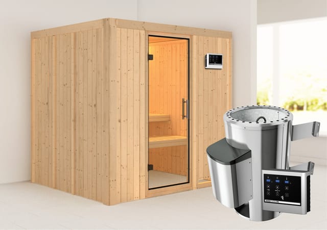 Karibu Sauna Dilja mit Ofen externe Stg.Easy Natur