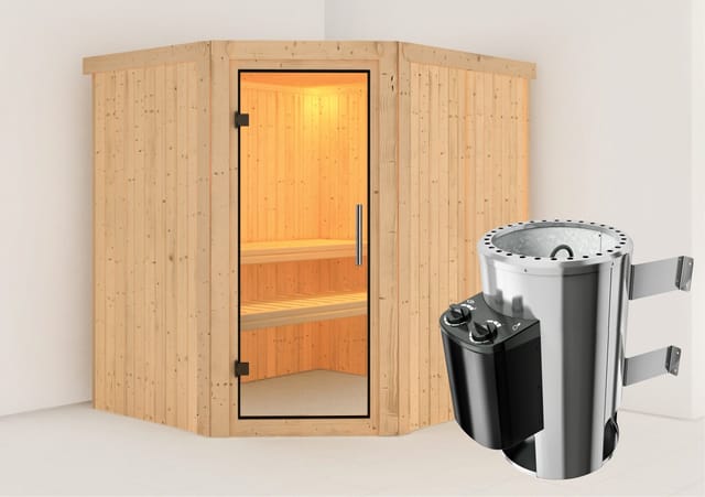 Karibu Sauna Livia mit Ofen integrierte Stg.Natur