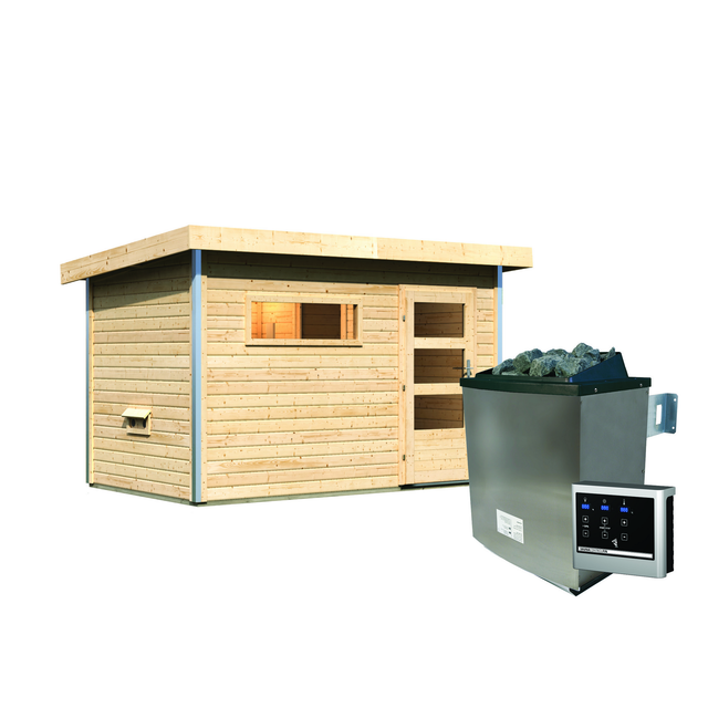 Karibu Saunahaus Hendrik 1 mit Ofen 9kW und externe Steuerung Easy