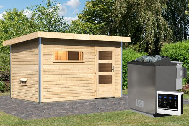 Karibu Saunahaus Hendrik 1 mit Bio-Ofen 9kW und externe Steuerung Easy