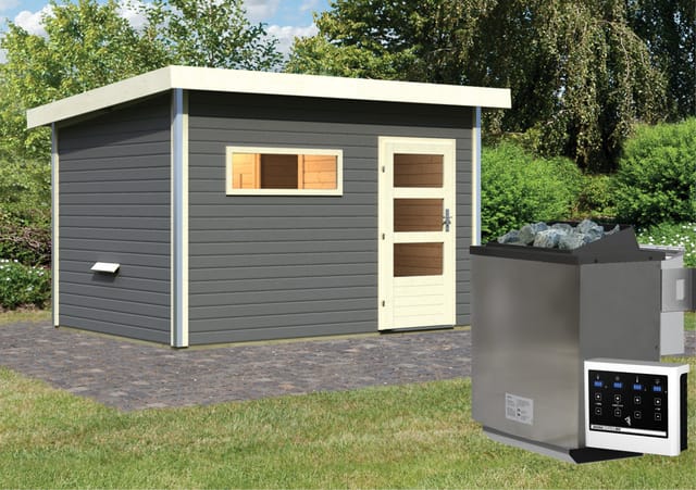 Karibu Saunahaus Hendrik 2 mit Bio-Ofen 9kW und externe Steuerung Easy