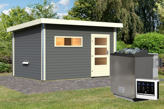 Karibu Saunahaus Hendrik 3 mit Bio-Ofen 9kW und externe Steuerung Easy