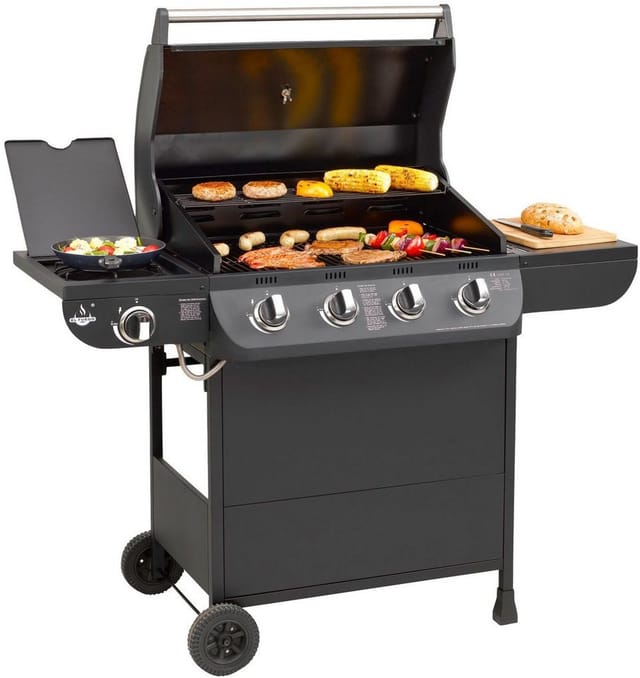 El Fuego Gasgrill Columbus 4 Brenner mit Seitenbrenner Schwarz
