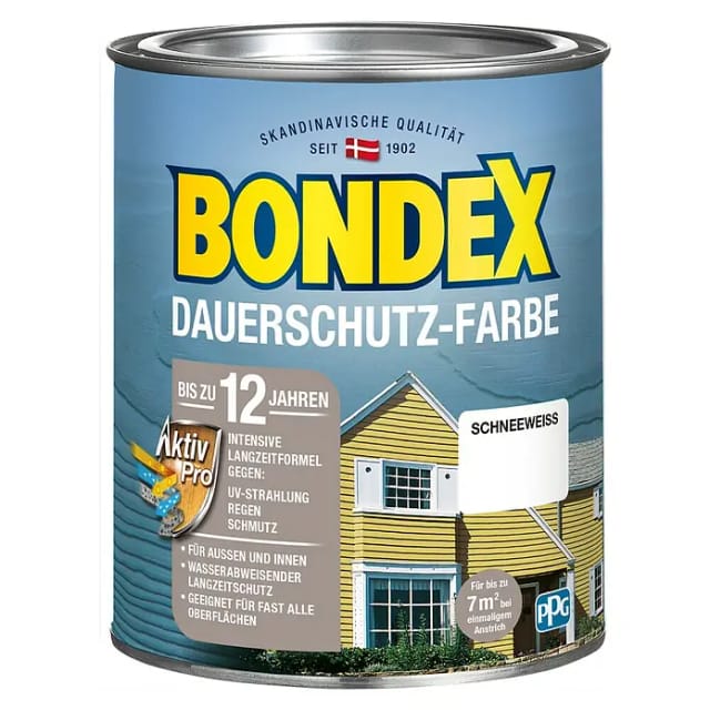 Bondex Dauerschutz-Farbe Schneeweiß seidenglänzend 750 ml