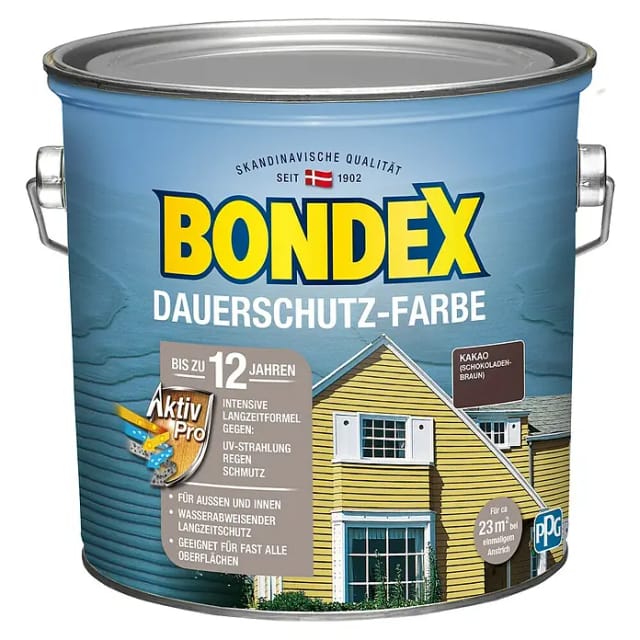 Bondex Dauerschutz-Farbe Kakao-Schokobraun seidenglänzend 2,5,