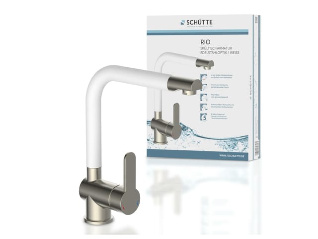 Schütte Küchenarmatur Rio Edelstahloptik-Weiß