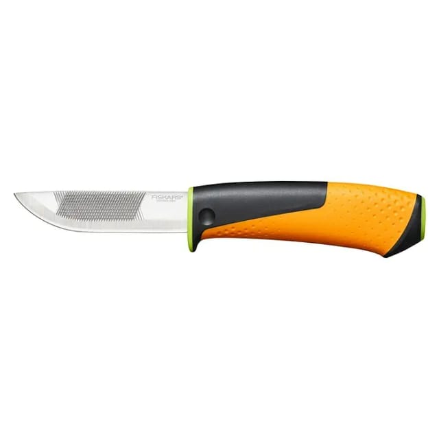 Fiskars Hochleistungsmesser inklusive Holster mit integriertem Messerschärfer
