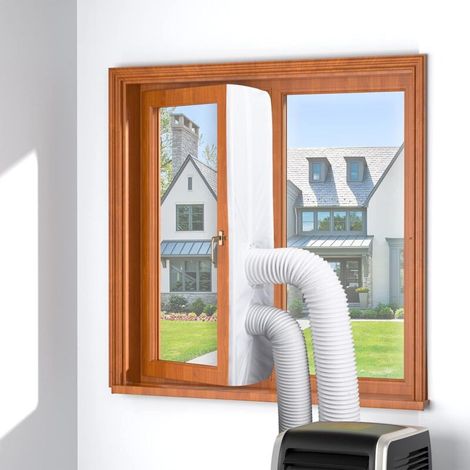 Bsioff – 400 Cm Fensterdichtungsset – Wasserdichtes 210d Polyester – Doppelter Reißverschluss – Kompatibel Mit Einzel- Und Doppel-klimaanlagen