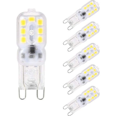 G9 3w Led-lampe, 14 X 2835 Smd Energiespar-leds, Entspricht 30w Halogenlampe, 6000k Kaltweiß, 300 Lumen, 360° Abstrahlwinkel, 220-240v Wechselstrom, Nicht Dimmbar, 6er-pack