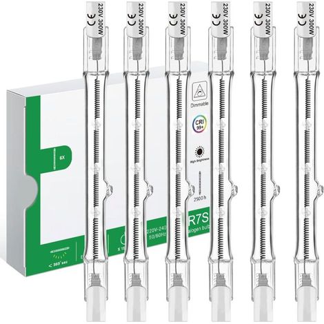 R7s 118 Mm 300 W, 230 V Dimmbare Halogenlampe - Stiellampe Für Gebäudestrahler, Landschaftsbeleuchtung, Arbeitsplatz, Wohnzimmer - 6er-pack [energieklasse G]
