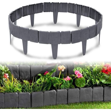 2,5 M Lange Rasenkante Aus Kunststoff, Steinoptik, Polypropylen-gartenbegrenzung, Mähkante, Dekorative Beetbegrenzung, 1 Stück, 25 X 23 X 1 Cm, Anthrazit