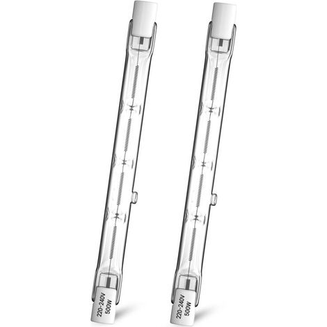 2er-pack R7s Halogen-stiftlampen 500w 118mm, Dimmbare Halogenlampe Warmweiß 2800k, T3 J118 Doppelend-flutlichtlampe, 11000lm Für Arbeit, Sicherheit, Landschaft [energieklasse]