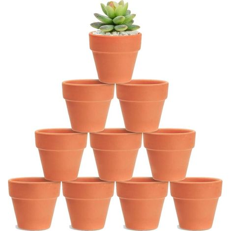 10 Mini-pflanztöpfe Aus Terrakotta Mit Abflussloch Für Kakteen, Zimmerpflanzen Und Sukkulenten Im Innen- Und Außenbereich