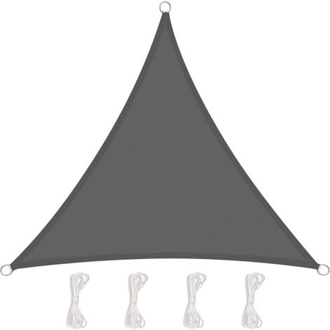 Ymyny Dreieckiges Sonnensegel, Strapazierfähig Und Atmungsaktiv Für Garten, Terrasse, Camping, Party, Pool, Uv-beständig, Mit Seil (5x5x5m, Grau)