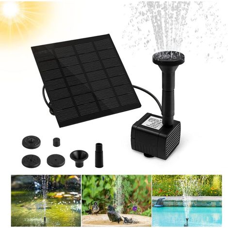 Solarbrunnen, Gartenbrunnen Mit 1,2 W Solarleistung Und 4 Verschiedenen Düsen, Runder, Schwimmender Brunnen Für Teich Oder Garten