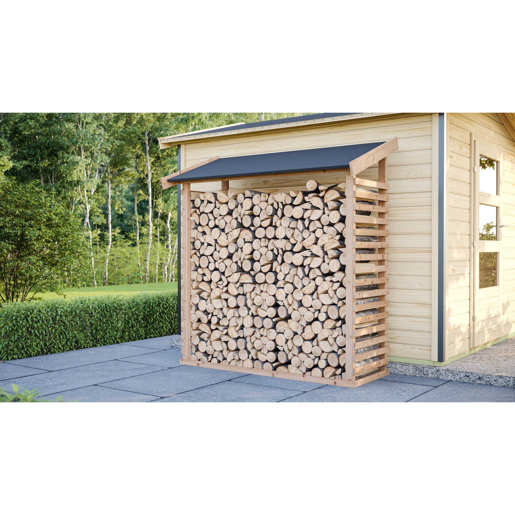 Karibu Kaminholzunterstand 1,5 Naturbelassen 184,4 x 165,2 x 60,4 cm