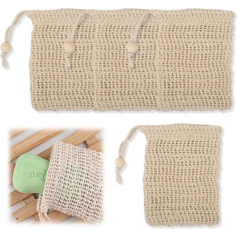 4-teiliges Seifenhalter-set Aus Netzgewebe, Seifenbeutel Aus Naturnetz, Sisal-seifenbeutel, Bio-seifenbeutel-set, Seifenbeutel Für Feste Seife, Ideal Für Dusche Und Bad