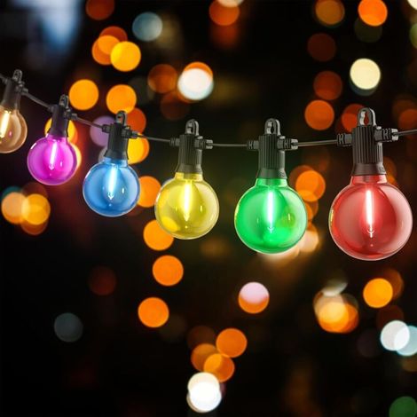 Mehrfarbige Lichterkette Für Den Außenbereich, 10 Meter Lang Mit 20 Wasserdichten G50 Led-lampen, Gartenbeleuchtung Geeignet Für Gärten, Höfe, Hinterhöfe, Kleine Cafés Usw.