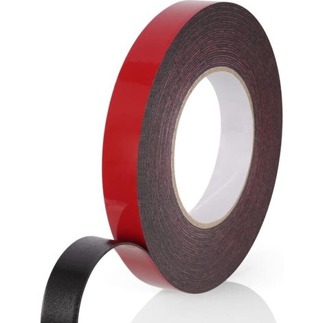 Scotch Extra Starkes Doppelseitiges Klebeband, 1 Rolle (5 Mm X 10 M), Schwarze Pe-schaumfolie, Rotes, Wasserfestes Und Extrem Hitzebeständiges Montageband Für Auto, Haushalt Und Büro