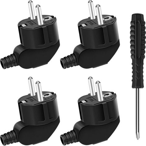 4 Stück 250v 16a Stecker Und 1 Schraubendreher, Stecker, Wasserdichter Außenstecker, Winkelstecker, Geerdete Stecker, Haushaltsgeräte-zu-beleuchtungsstecker (schwarz)